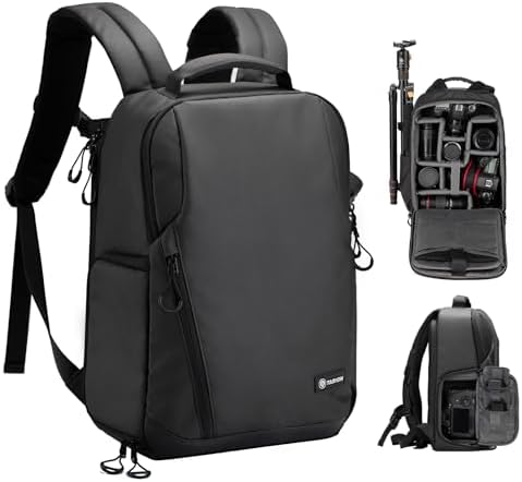 TARION Sling Camera Shoulder Bag - Waterproof Photo Backpack With Rain Cover for DSLR SLR Lens Tripod (TR-S, Black)