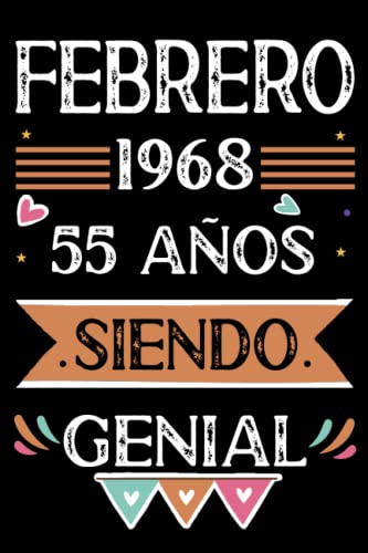 CUADERNO, Febrero 1968, 55 Años Siendo Genial: Libro de visitas, cuaderno, 110 páginas de felicitaciones, idea de regalo, regalo Para la esposa, novia, mujer, La madre