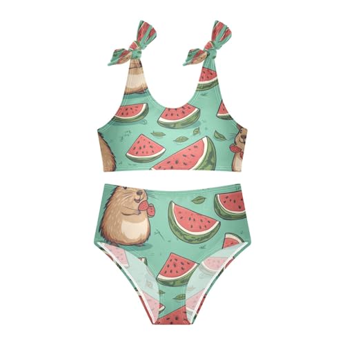 Boccsty Capybara Colorful Summer Watermelon Girls Tankini Swimsuit Kids Bikini Sets 2 Pcs Bathing Suit 3T3
