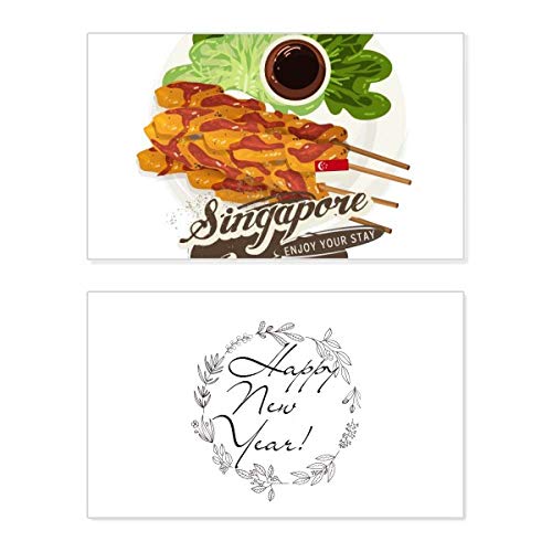 Plato raso tradicional de Singapur para Año Nuevo con tarjeta de mensaje