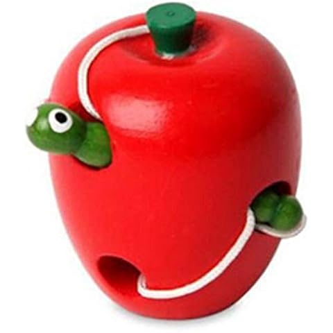 DYSCN Wooden Shoelace Toys Fruit Lace Blocks Fun Learning Games For Traveling And Threading,Apple Cover