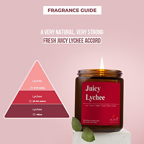 Image of AuraDecor Scented Jar Candle | Handpoured Soy Wax Candle with Long Lasting Burn Time | Premium Amber Jar Aromatherapy Candle | Ideal Gift for Home & Decor (Extra Large, Juicy Lychee)