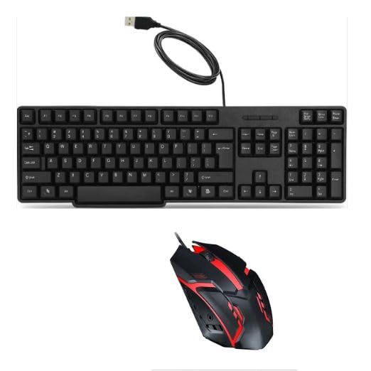 Wired Gaming Keyboard & Mouse Combo|1200 DPI, 7Million Click Life RGB Multicolor Lightning | Anti-Ghosting Mechanical Feel, Ergonomic Durable USB Set for PC, Gaming,& Work