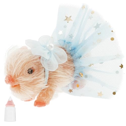 SOEWWEKLAX Silicone Pig Set Realistic Pig Toys with Nursing Bottle & Headband & Apron Reborn Interesting Silicone Animals with Clothes for Kids Boys Girls