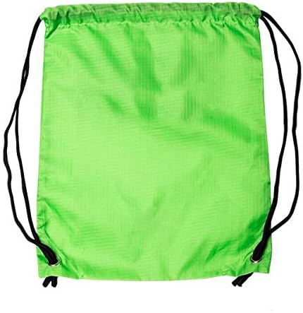 LIHI Bag 10 Pack Ripstop Kids Party Favors Nylon Blank Bulk Drawstring Backpack，Reusable Gift Sack Pack Bag,Cinch Sling Bag,Giveaways, Fluorescent Green