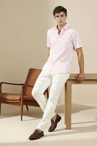 Image of Allen Solly Men's Linen Casual Shirt | Solid | Half Sleeve | Breathable Premium Linen | Summer & Vacation Wear