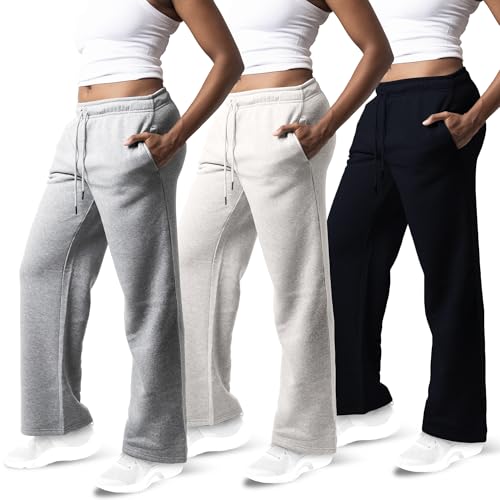 Common Stitch 3 Pack Sweatpants Women, Wide Leg Womens Sweatpants, Workout - Yoga Pants (Available in Plus)