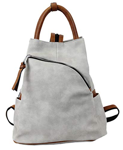 irisaa Damen Rucksack Daypack Tasche Umhänge Tasche Schulrucksack Schultertasche für Frauen und Mädchen, Damen Tasche:Grau Cover