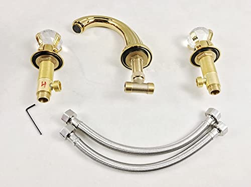 Mitigeur lavabo JCAKES en laiton plaqué or résistant au calcaire avec cristal - 7