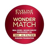Eveline Cosmetics Wonder Match Cushion Foundation – Kompakt Make-up für volle Deckkraft & Second-Skin-Glow – 16H langanhaltendes Finish mit Niacinamid – Vegan