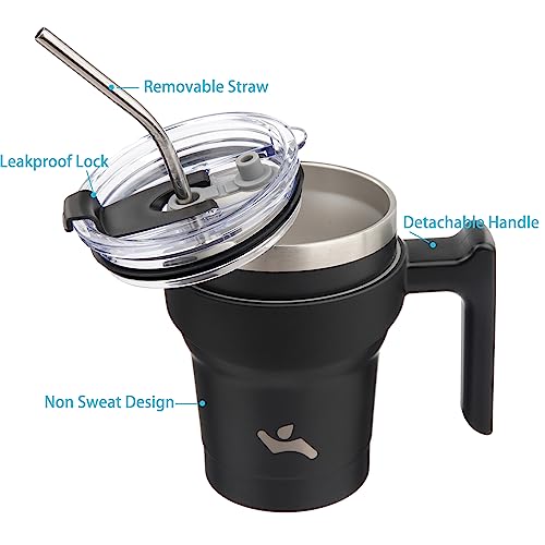 Image of Konokyo 10 oz Tumbler with Handle and Straw, Insulated Travel Mug