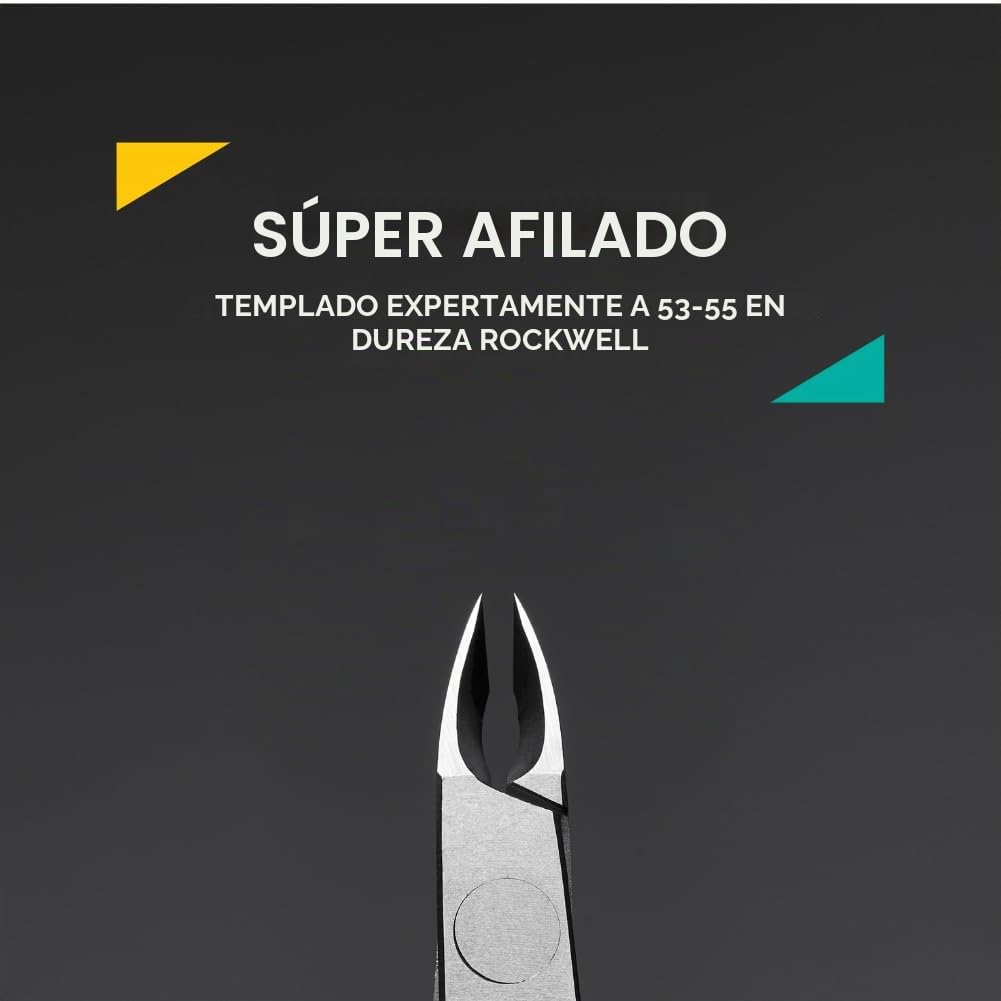 Rui Smiths Alicates Profesionales para Cutículas de Acero al Carbono para Usuarios Domésticos, Mango Francés, Doble Resorte, Mandíbula de 6 mm (Full Jaw)