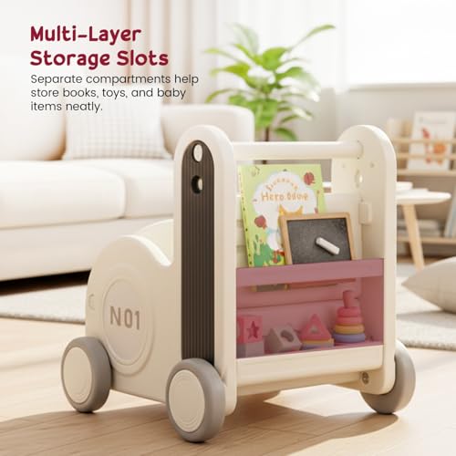 Image of Baybee 4-in-1 Baby Walker & Kids Ride-On | Smooth-Rotation Wheels, Push Cart & Multi-Layer Toy Storage | Secure Rope Pull, Comfortable Seat & Early Walking Support for 6+ Months (Black)