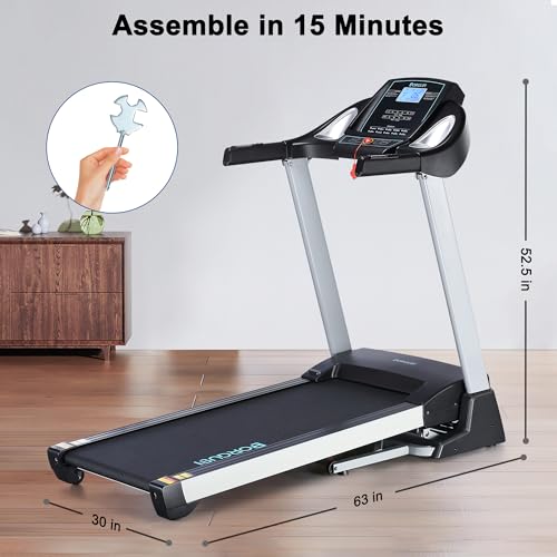 Image of BORGUSI Treadmill with 15% Auto Incline and 350 LBS Capacity, 3.5 HP Folding Electric Treadmill Running Machine with Bluetooth Speaker for Home Use, 20 inch Wide Tread Belt, Max 10MPH Speed