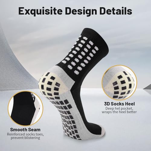 5 Pack Men's Soccer Socks Anti Slip Non-Slip Grip Pads for Football Basketball Sports Grip Soccer Socks4