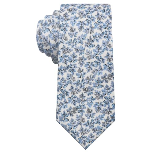 Image of Luckyvestir Ties for Men, Sage Green Cotton Floral Tie 2.76 inch Flower Printed Men's Neckties for Wedding /Groomsmen /Suit /Party
