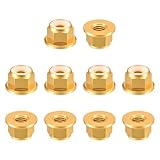 QUARKZMAN Dadi Esagonali Autobloccanti Con Inserti In Nylon, 10Pezzi - M8 X 1.25mm Dadi Autoserranti In Lega Di Alluminio, Flangiati Anodizzati Per Elementi Di Fissatura (Oro)