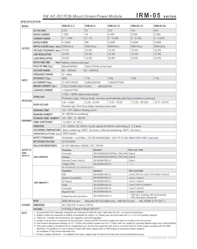 Module d'alimentation CA-CC IRM-05-15 miniature 4,95W à faible bruit - 4