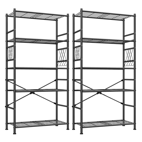 Image of 5-Storage Shelves Wire Shelving with Hooks, Metal Shelving Units Shelf Organizer, Wobble-Free Storage Rack with Adjustable Leveling Feet for Kitchen Pantry Laundry Bathroom Dorm,12 inchD x 30 inchW x 72 inchH