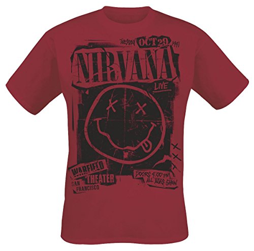 Nirvana Band Poster Homme T-Shirt Manches Courtes Rouge Regular/Coupe Standard - Les Beatles, Paul McCartney, John Lennon, RIngo Starr, George Harrison Nirvana Band Poster Homme T-Shirt Manches Courtes Rouge Regular/Coupe Standard – Image 7