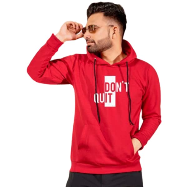 ellegory Don't Quit Print Hooded Neck Kangaroo Pocket Winter Wear Sweatshirt for Mens & Boys-picture-51