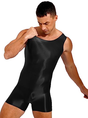 Men's Shiny Glossy Athletic Supporters One Piece Bodysuit Slim Fit Active Singlet Leotard2
