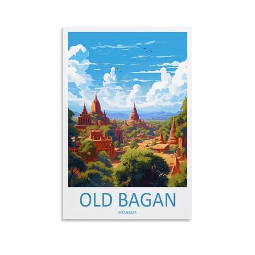 ZJLAMZ Old Bagan Travel Wall Art 24x36in