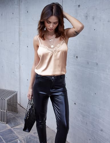 Image of Ekouaer Women's Satin Lace V Neck Camisole Tops Pajama