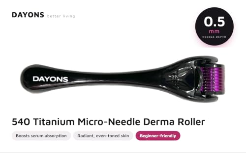 Image of 0.5mm Derma Roller - 540 Microneedles | Dermaroller for Hair Regrowth, Beard Growth & Face Care | Microneedling Tool for Scalp, Acne Scars & Skin Renewal for Men & Women