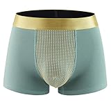 Mens Fashion Boxer Briefs Lightweight Thin Close Fitting Underwear Moisture Wicking Comfort Front Pouch Underpants Green