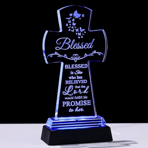 Image of Qianwei Crystal Cross Blessed Inspirational Gift for Women - Religious Catholic Baptism Communion Confirmation Gift - Colorless - Tabletop Decor