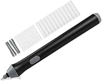 Kit Borracha Elétrica 25 Peças Portátil com Design Ergonômico – Ideal para Desenhos Técnicos, Esboços Artísticos, Escrita e Correções Precisas, Leve e de Fácil Uso Á Pilha Preto Premium