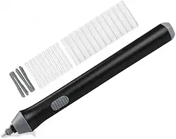 Kit Borracha Elétrica 25 Peças Portátil com Design Ergonômico – Ideal para Desenhos Técnicos, Esboços Artísticos, Escrita e Correções Precisas, Leve e de Fácil Uso Á Pilha Preto Premium