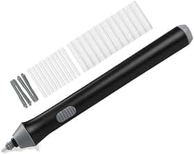 Kit Borracha Elétrica 25 Peças Portátil com Design Ergonômico – Ideal para Desenhos Técnicos, Esboços Artísticos, Escrita e Correções Precisas, Leve e de Fácil Uso Á Pilha Preto Premium