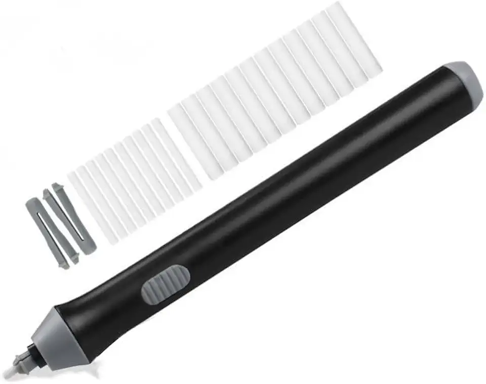 Kit Borracha Elétrica 25 Peças Portátil com Design Ergonômico – Ideal para Desenhos Técnicos, Esboços Artísticos, Escrita e Correções Precisas, Leve e de Fácil Uso Á Pilha Preto Premium