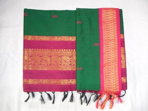 Image of Pure Kalyani Cotton Saree | Zari Border & Blouse Piece - Lata Gadwal Design | Traditional Saree