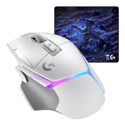 Image of Logitech G502 X PLUS LIGHTSPEED Wireless RGB Gaming Mouse and G640 SE Large Cloth Gaming Mouse Pad (460 x 400 x 3 mm) - White
