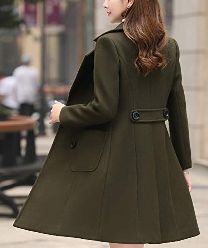 Image of chouyatou Women Elegant Notched Collar Double Breasted Wool Blend Over Coat