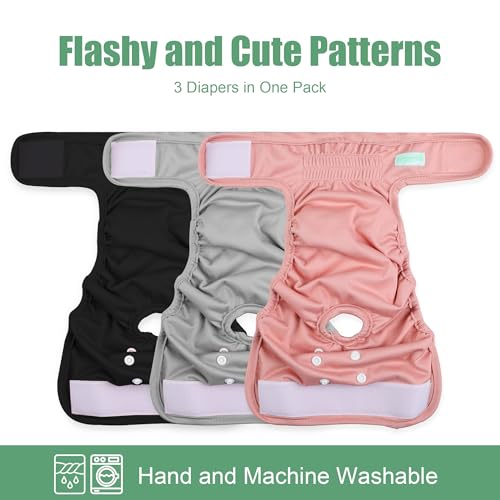 Image of wegreeco Washable Female Reusable Premium Dog Diapers,Pack of 3,Small Dog Puppy & Doggy Diapers Female,Dog Period Panties Diapers Female in Heat