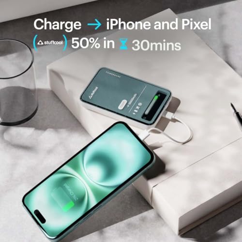 Stuffcool Roam 10000mAh Compact Powerbank with 20W Type C Output Charges iPhone 50% in 30 mins and 22.5W Fast Charging, Universal Fast Charging Type A Port - Cool Transparent with Glossy Finish view 2