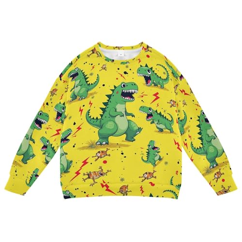 JUNZAN Angry Dino Monsters Yellow Big Boys Sweatshirt Hoodie Long Sleeve Sweatshirt With Hoodie Camping 4T