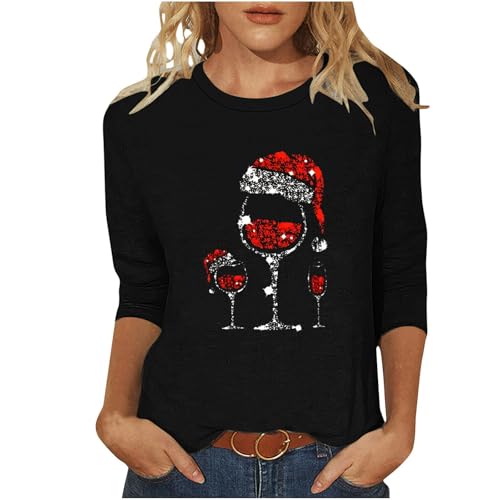 AACH T Shirt Weihnachten Damen Lustig Weihnachtspullover Rotwein Glas...
