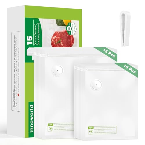 Image of Reusable Vacuum Sealer Bags for Food, 30 Small (8.7 x 11.8 in, 11.8 x 13.8 in) Food Storage Bags, Freezer, Microwave, Odor-Resistant, Leak-Proof, Fit with Compact Vacuum Sealers
