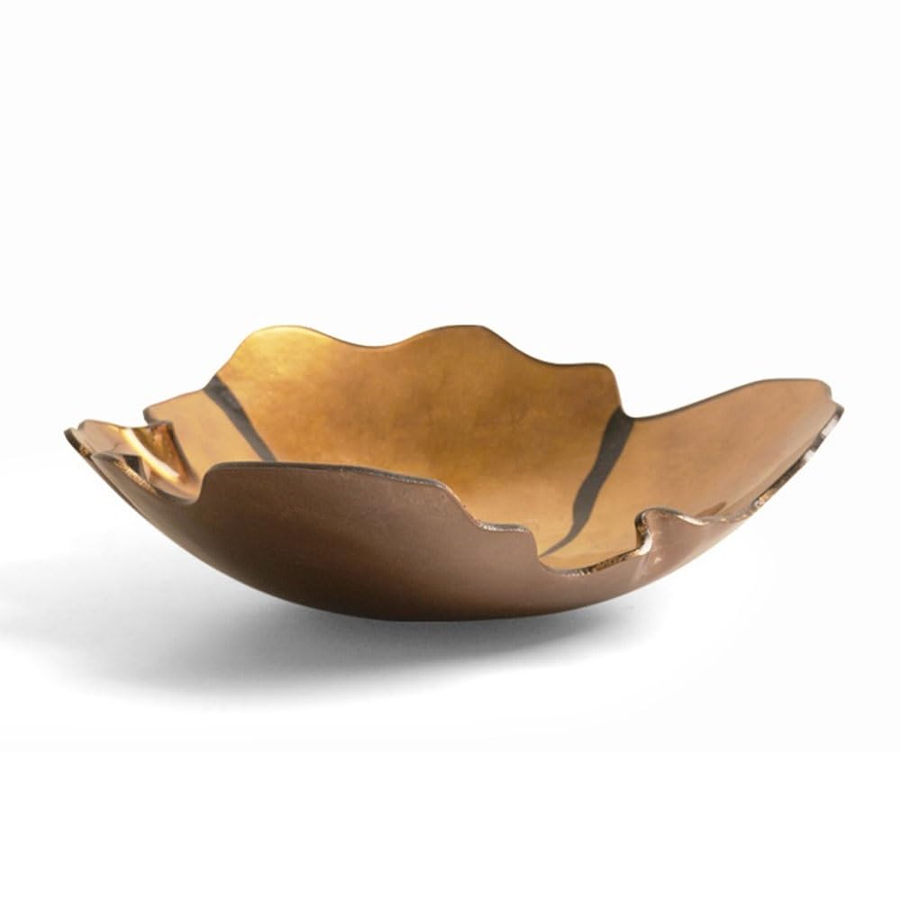 Gv8pA5fj7b cesto di frutta Piatto da portata in vetro dorato irregolare con accenti neri artistici, decorazione moderna for la tavola