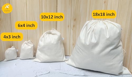 Image of Cotton 10 pieces Drawstring Muslin Bags (10x12 inch)
