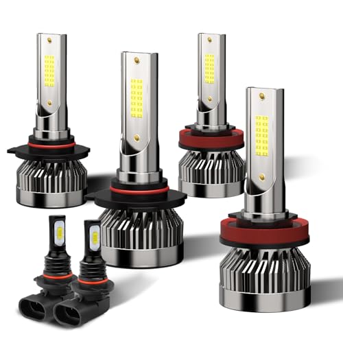 ENJOYAKOM Compatible For Ford F150 2015 2016 2017 2018 2019 2020 Fog Lights High Low Combo 6000K White Powersports Bulb Direct Installation Pack of 6