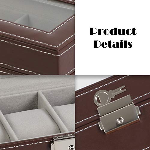 Image of NEX Watch Box, 6 Slots Leather Watch Display Case Organizer Jewelry Storage for Men