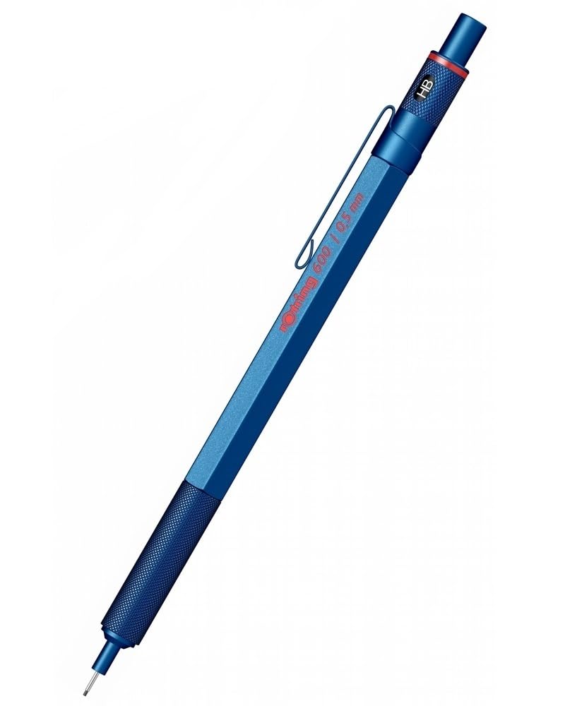 rOtring Set di 600 penne a sfera e portamine con incisione, set di scrittura in metallo di alta qualità, personalizzabile, con custodia, regalo per ufficio, studio e tecnica (blu)