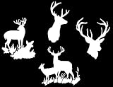 Deer Buck Hunting Silhouette Decals 4 Pack (Doe White, Large ~5”)