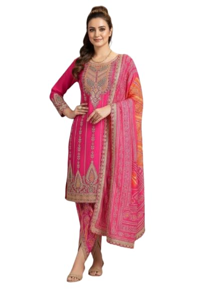 brulry Women's Purple Bhandani Embroidered Kurta Dhoti Pant With Dupatta-picture-27
